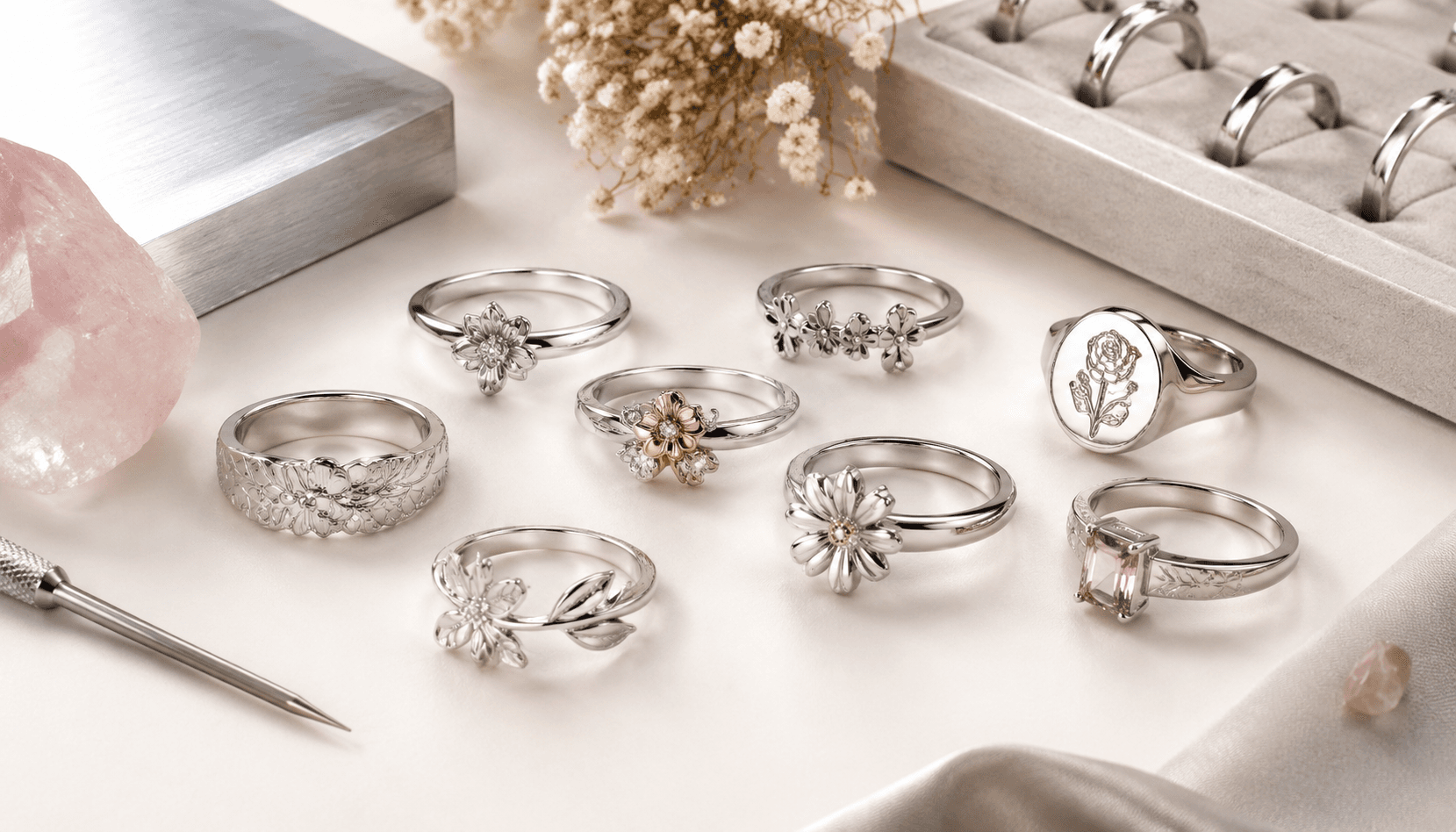 Seasonal Elegance: Custom Stainless Steel Birth Flower Rings for Every Occasion