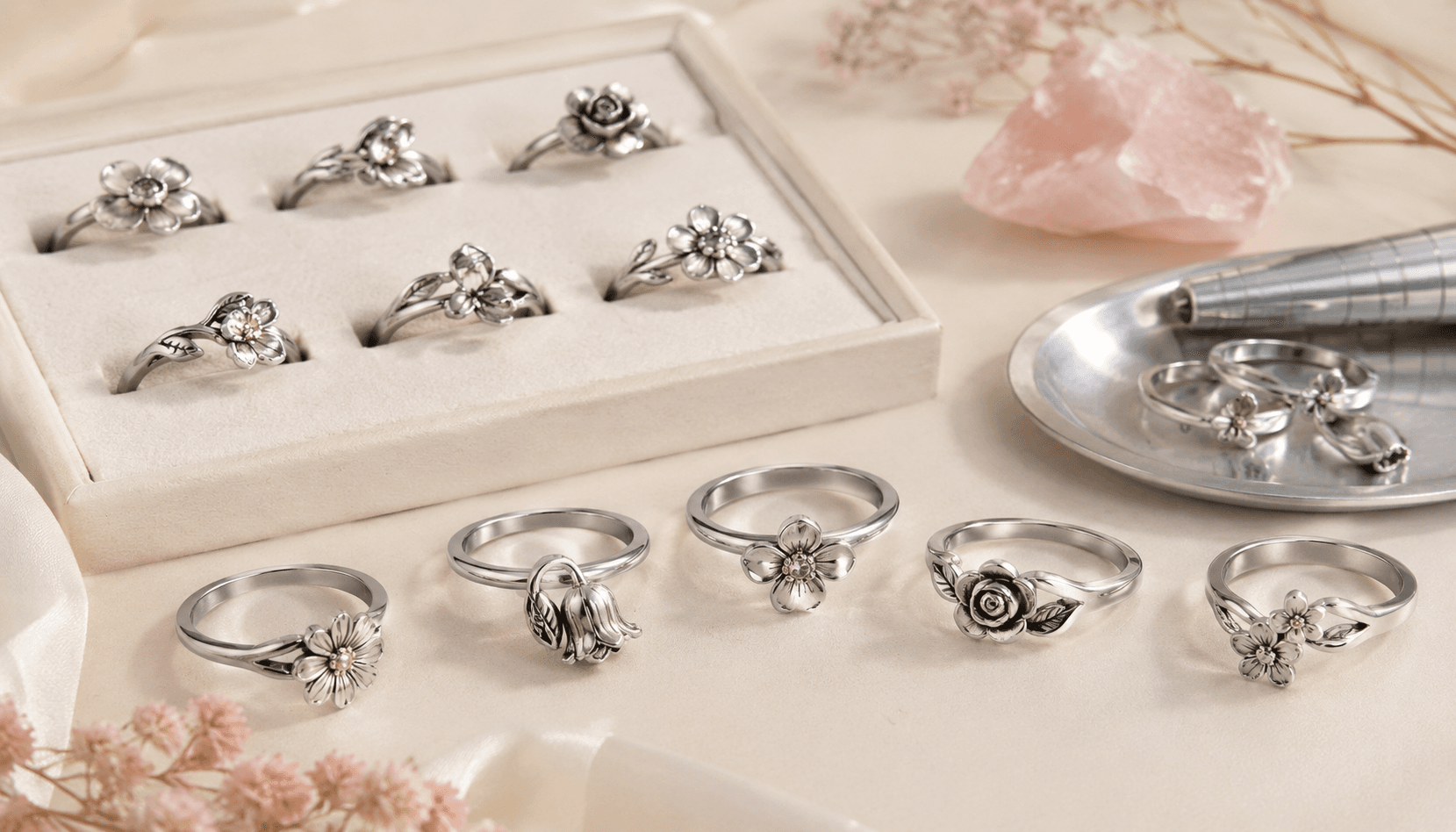 Timeless Blooms: Exclusive Seasonal Birth Flower Rings in Stainless Steel