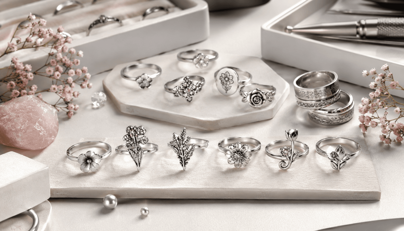 Timeless Blooms: Curated Birth Flower Rings for Festive Moments