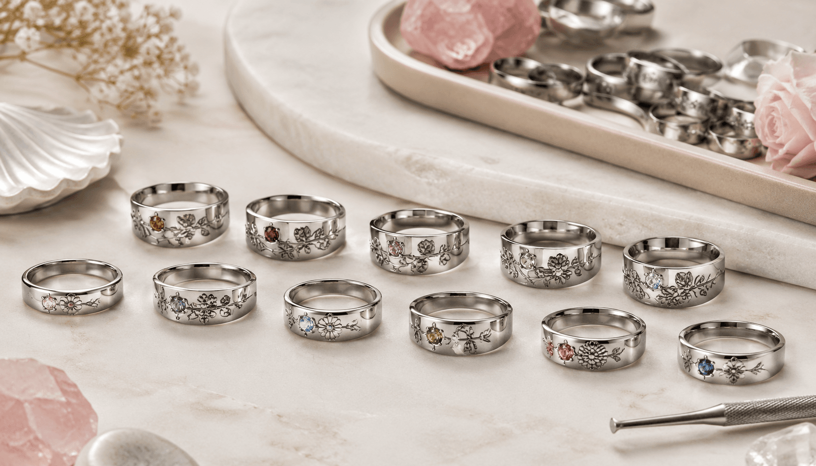 Timeless Blooms: Seasonal Exclusives in Birth Flower Steel Rings
