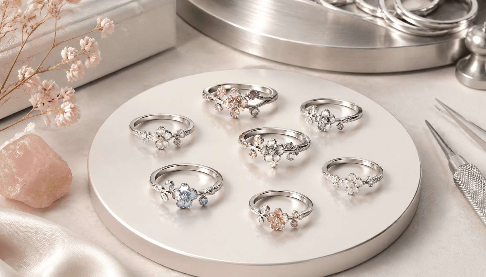 Festive Bloom: Limited Birth Flower Rings in Stainless Steel
