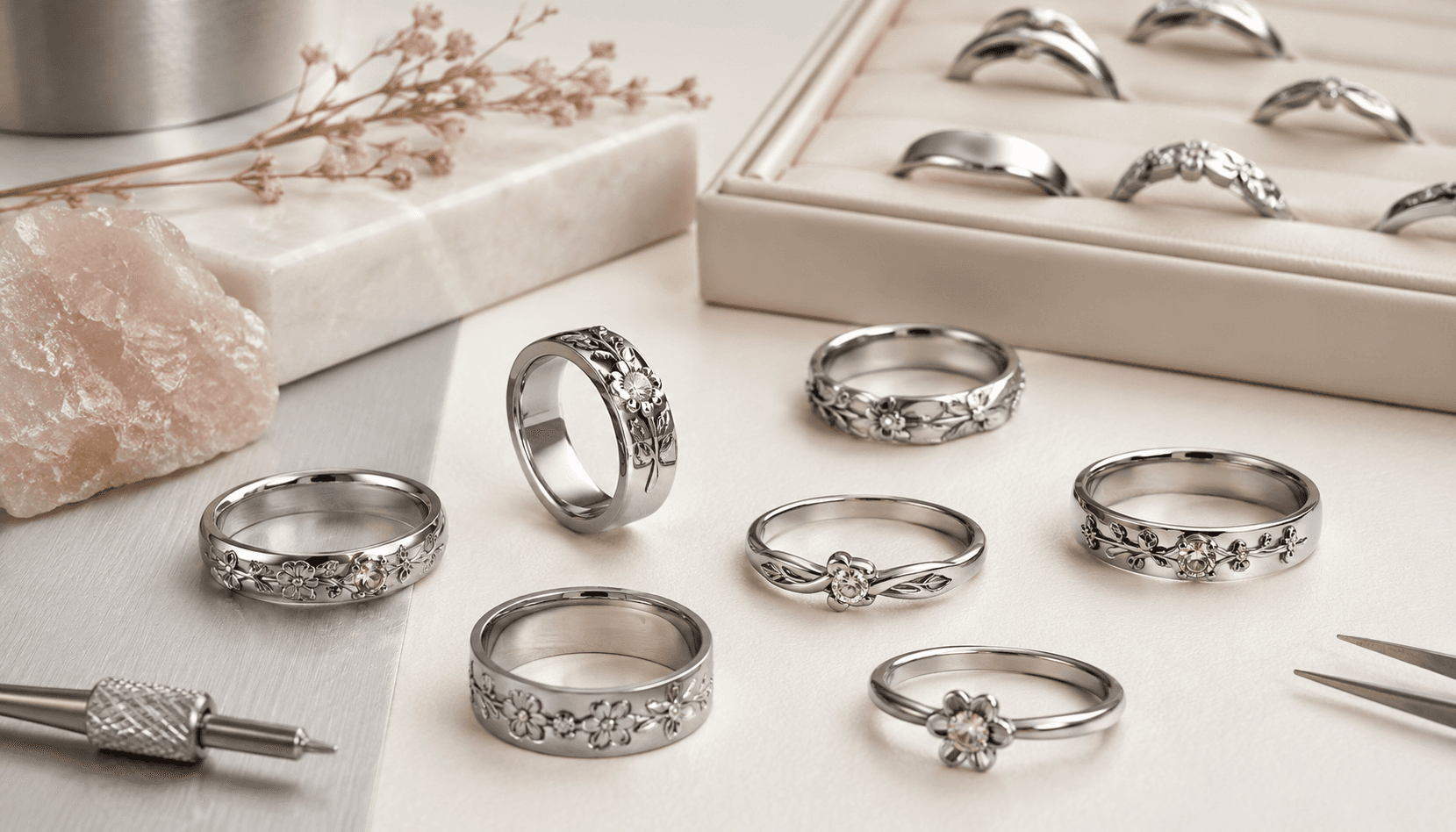 Timeless Seasonal Elegance: Custom Birth Flower Rings in Stainless Steel