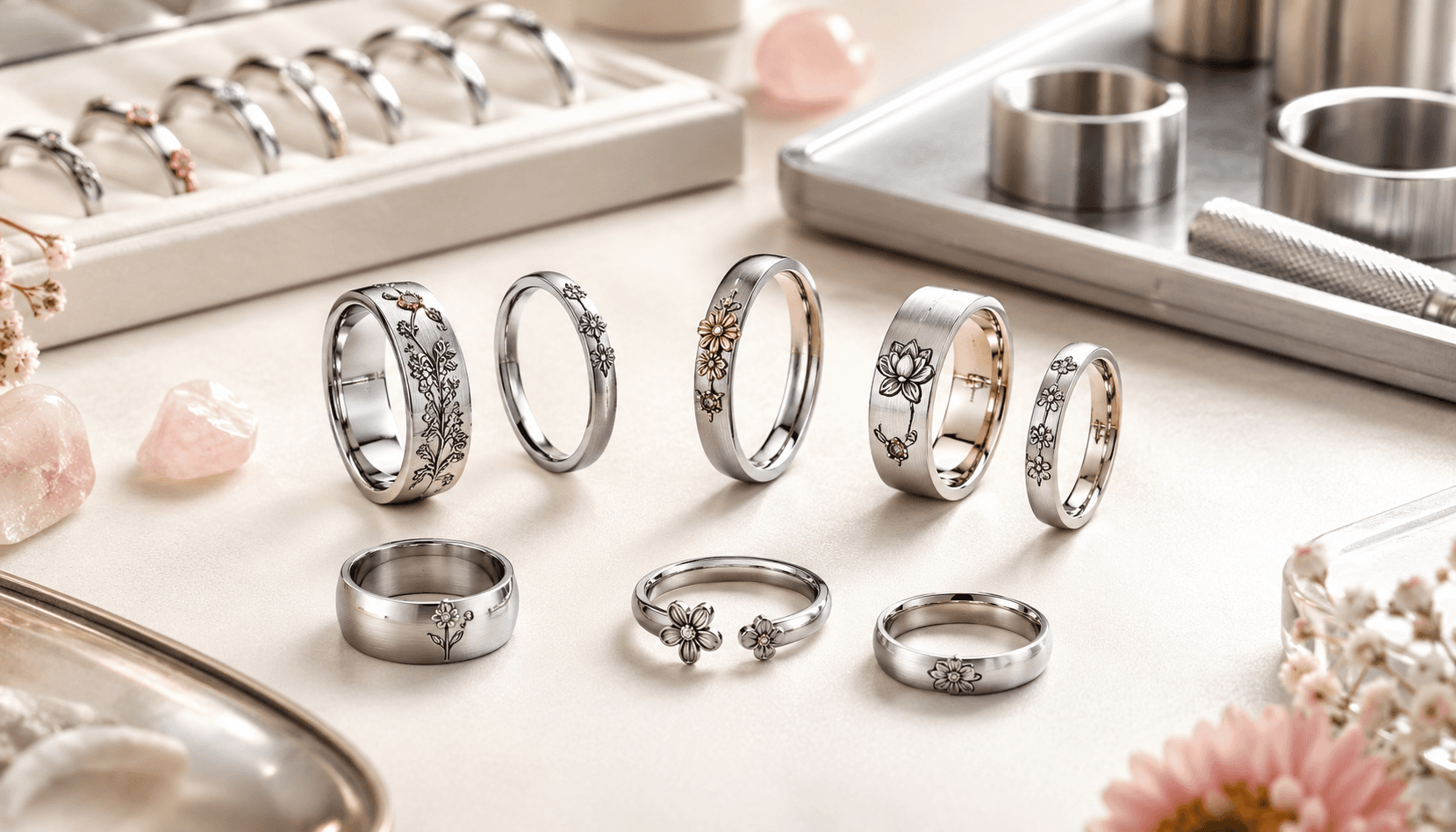 Exclusive Seasonal & Holiday-Inspired Stainless Steel Birth Flower Rings