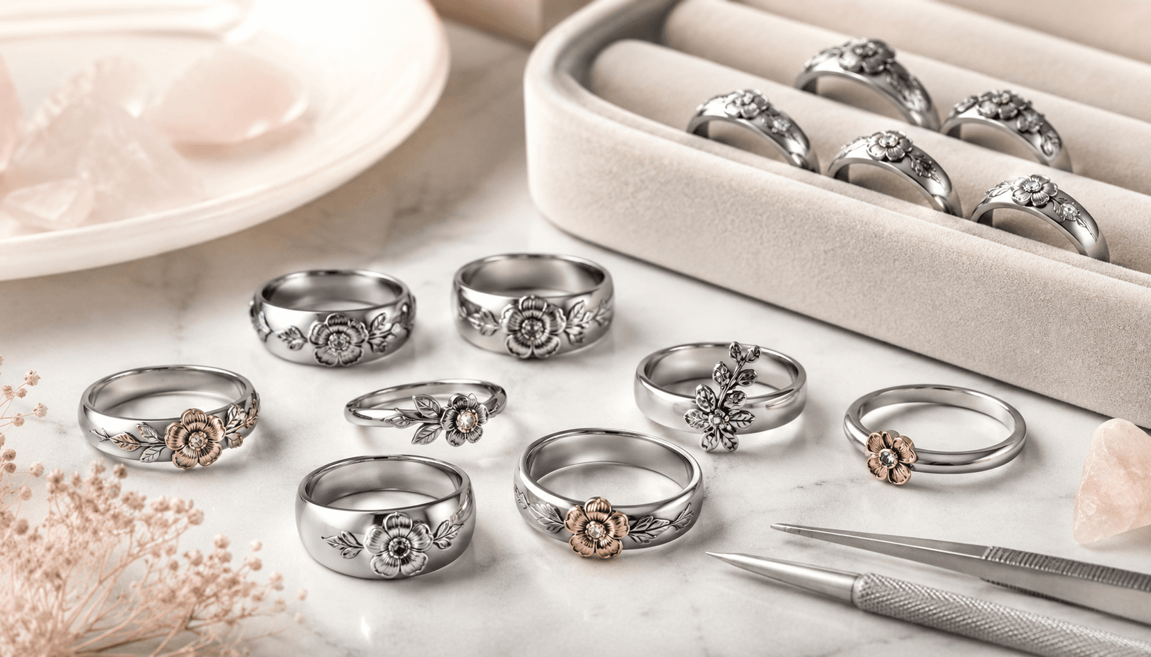 Seasonal Elegance: Custom Stainless Steel Birth Flower Rings