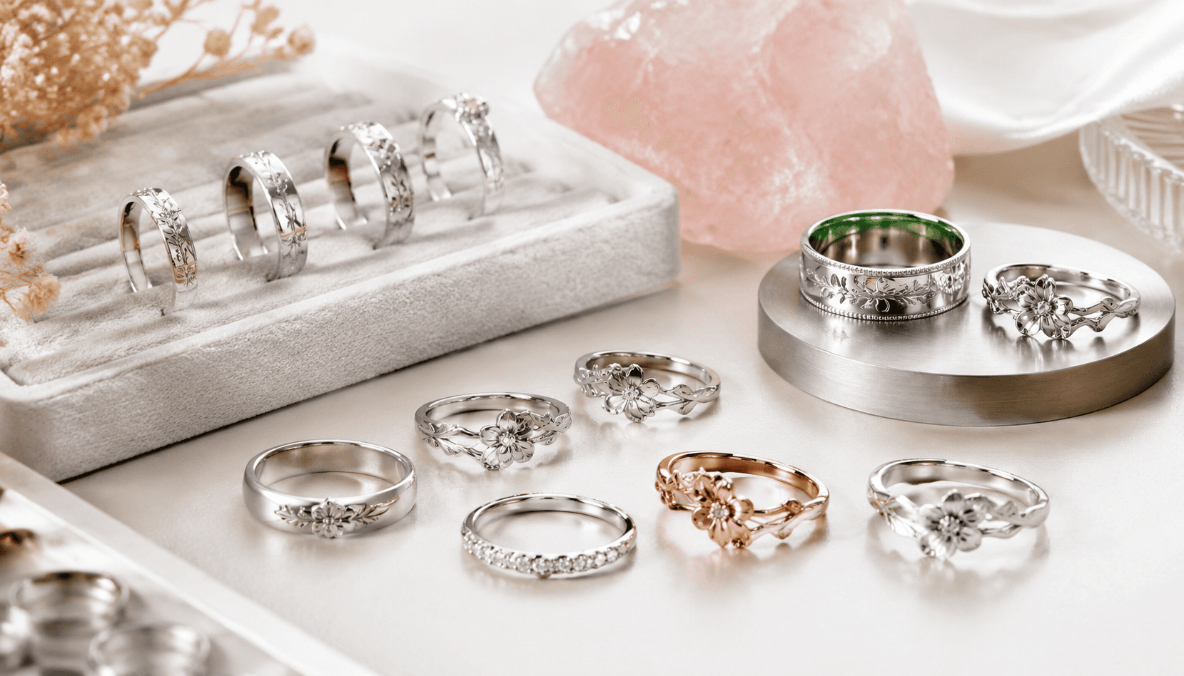 Festive Elegance: Custom Stainless Steel Birth Flower Rings