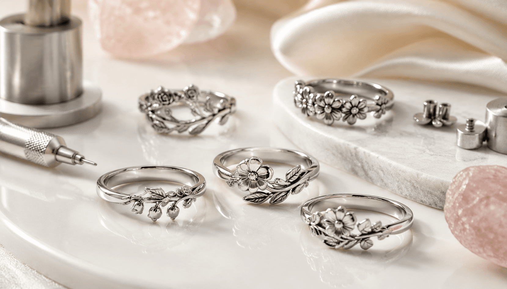 Timeless Elegance: Custom Seasonal Birth Flower Rings in Stainless Steel