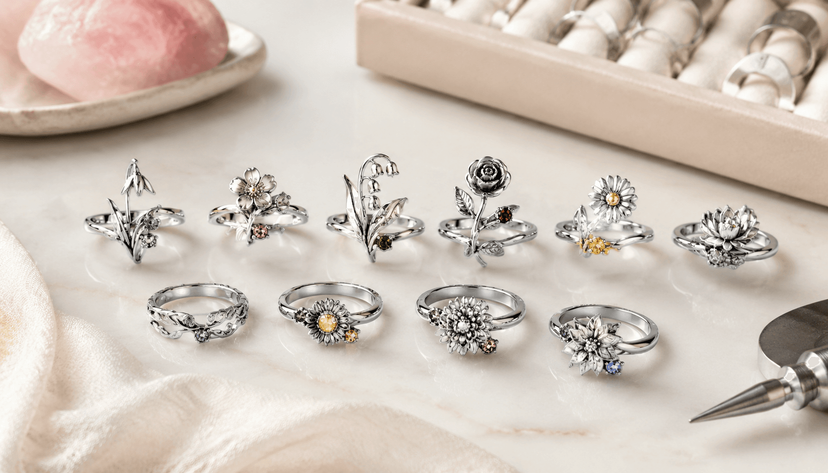 Seasonal Elegance: Custom Birth Flower Rings for Every Celebration