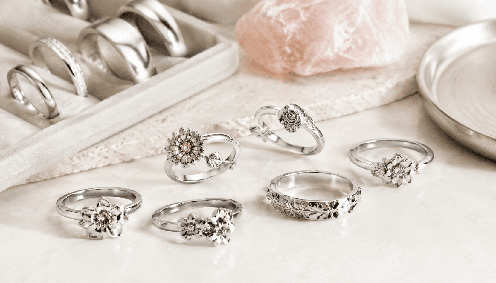 Festive Florals: Custom Birth Flower Rings in Stainless Steel