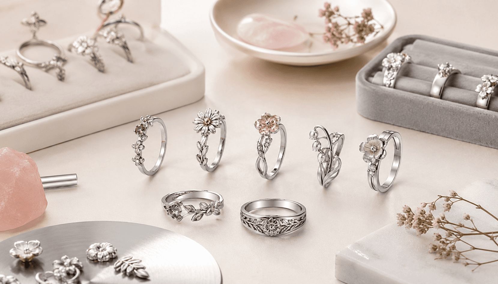Exclusive Seasonal Birth Flower Rings: Custom Stainless Steel Designs