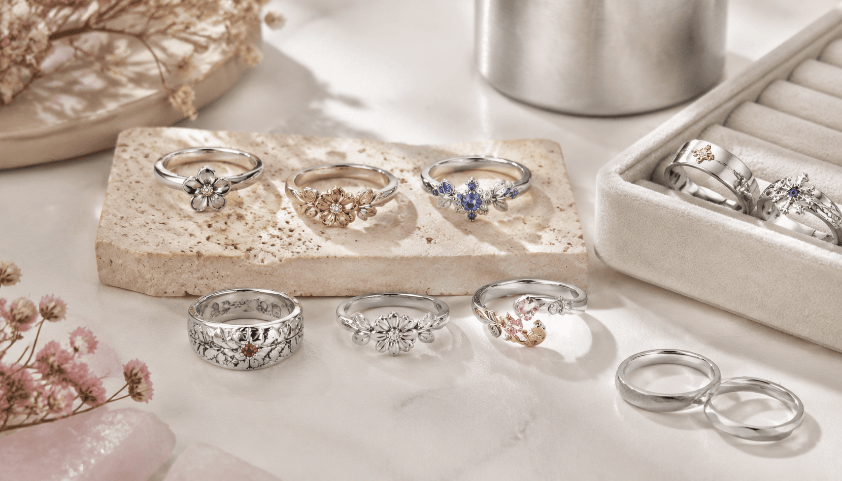 Seasonal Splendor: Custom Birth Flower Rings for Every Holiday
