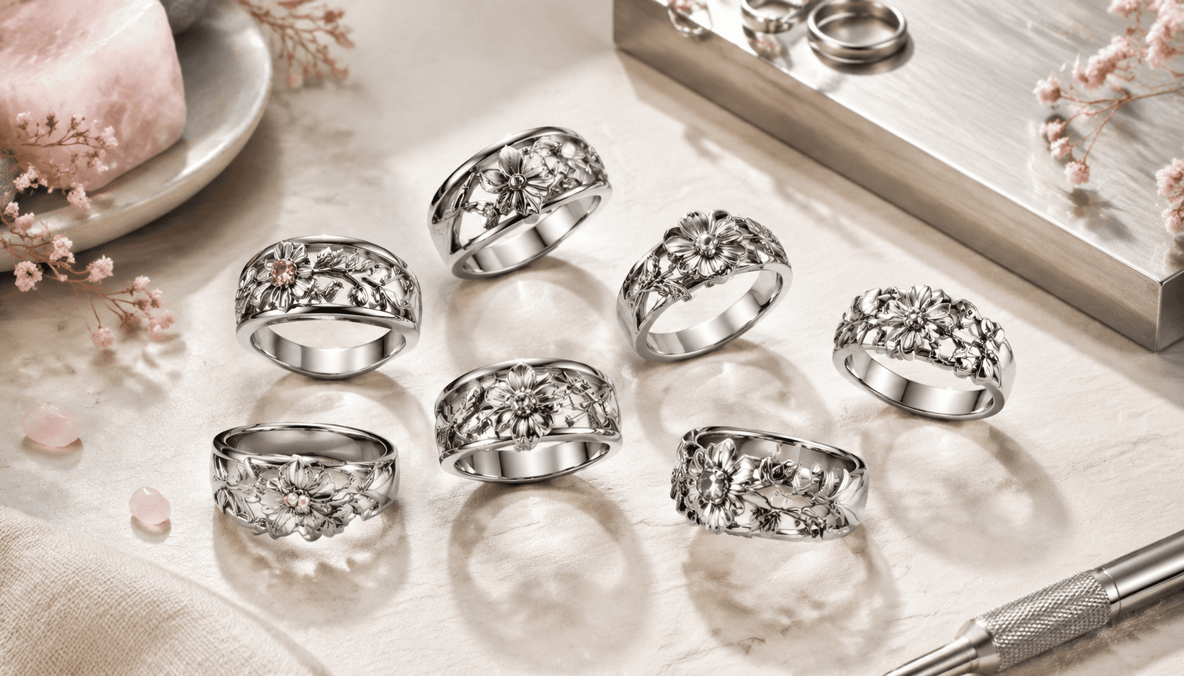 Seasonal Sparkle: Custom Stainless Steel Birth Flower Rings for Every Holiday