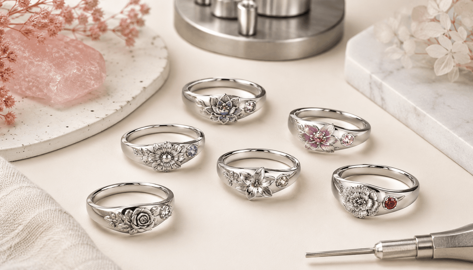 Seasonal Elegance: Bespoke Birth Flower Rings