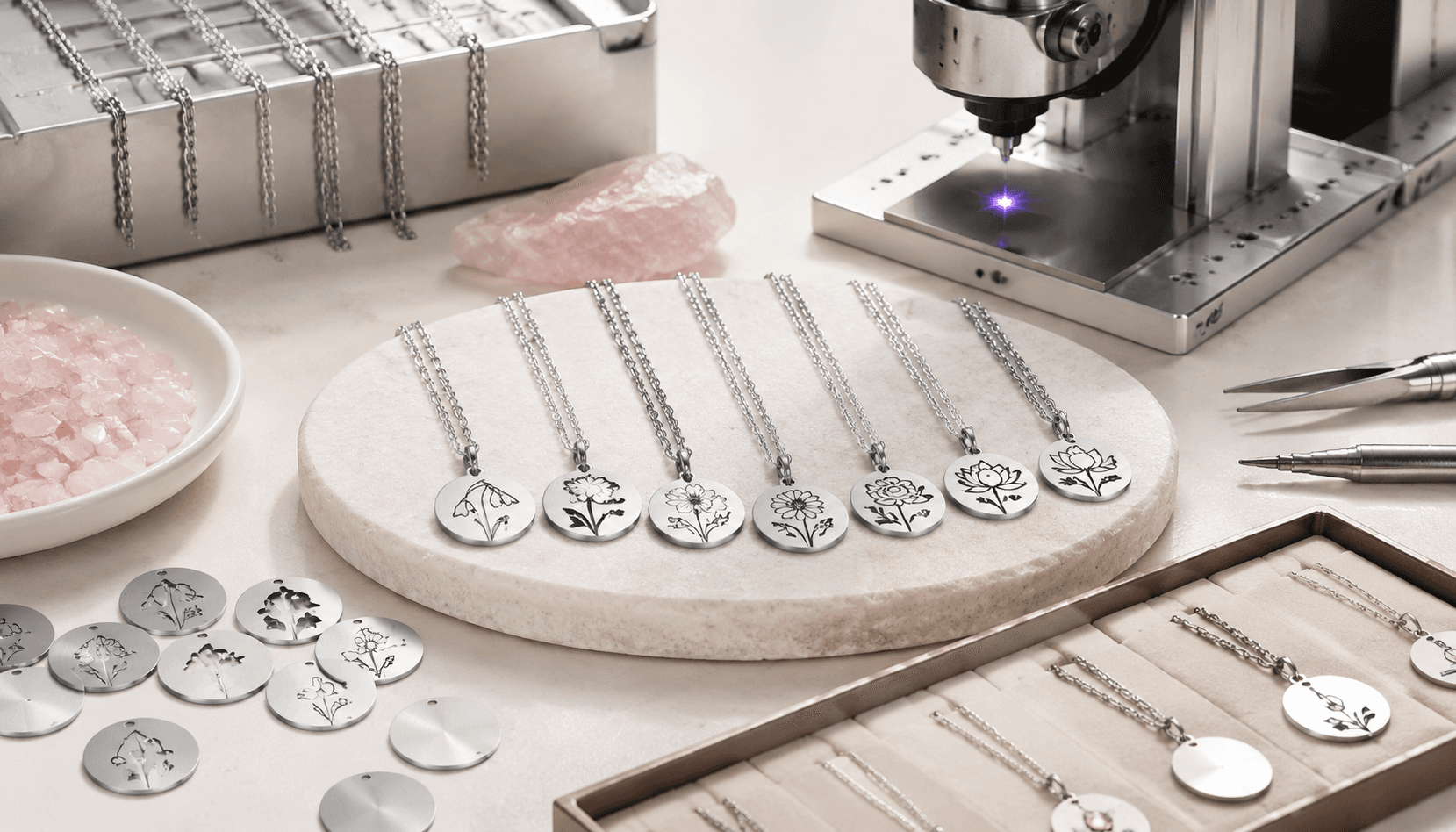 Geburtsmonat Charm Halskette aus Edelstahl mit Gravur