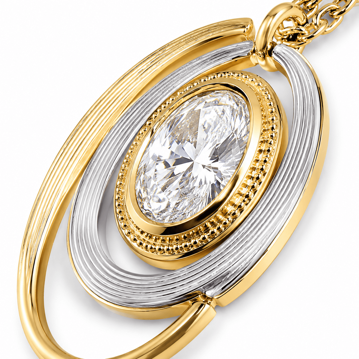 Lumière Arc Oval Necklace 1.34 ct Diamond Stainless Steel 3