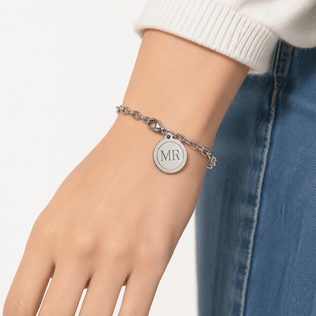 Monogram Orbit Circle Charm 316L Stainless Steel 16 25mm 5