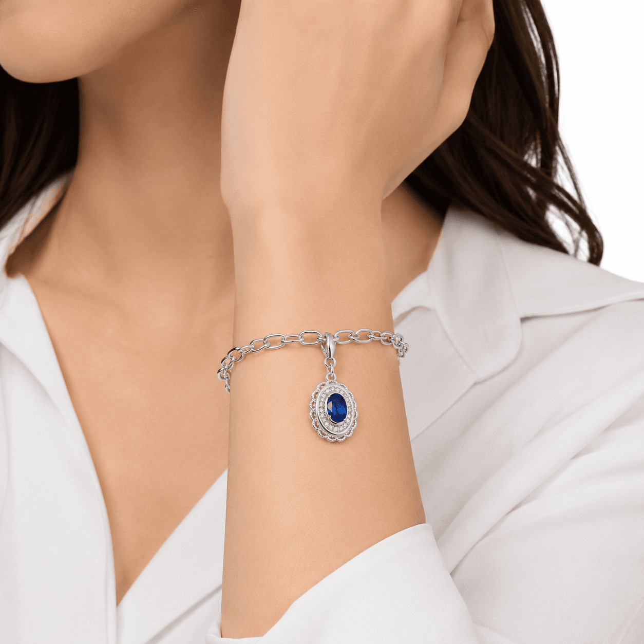 Midnight Cove Oval Sapphire Bezel Charm 5
