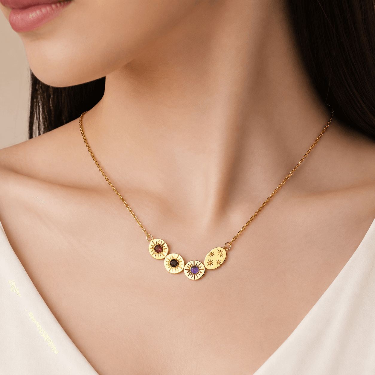 Aurora Galaxy Birthstone Spiral 316L Stainless Steel Necklace - image 5