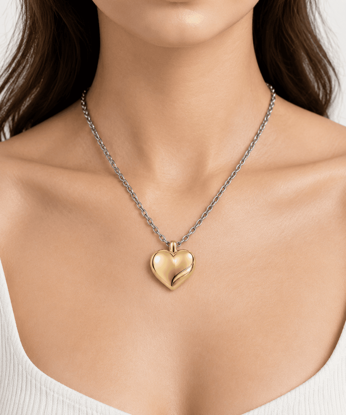 Personalized Sculptural Heart Charm Necklace | OEM/ODM - image 5