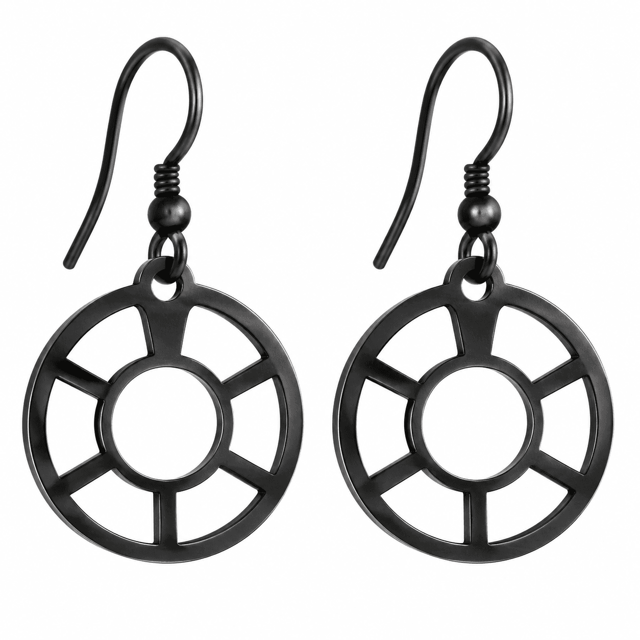 NoirGlyph Irregular Black Steel Earrings