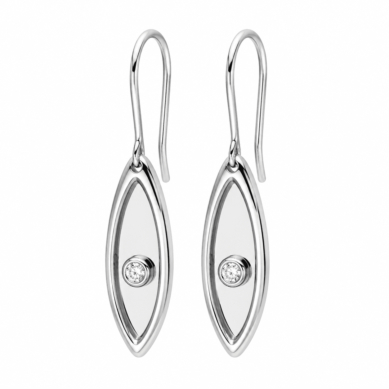 LumenPear Steel Drop Earrings with Pear-Cut Zircon
