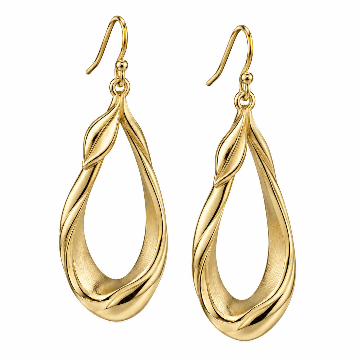 Golden Ginkgo Whisper 316L Stainless Steel Hoop Earrings - image 3