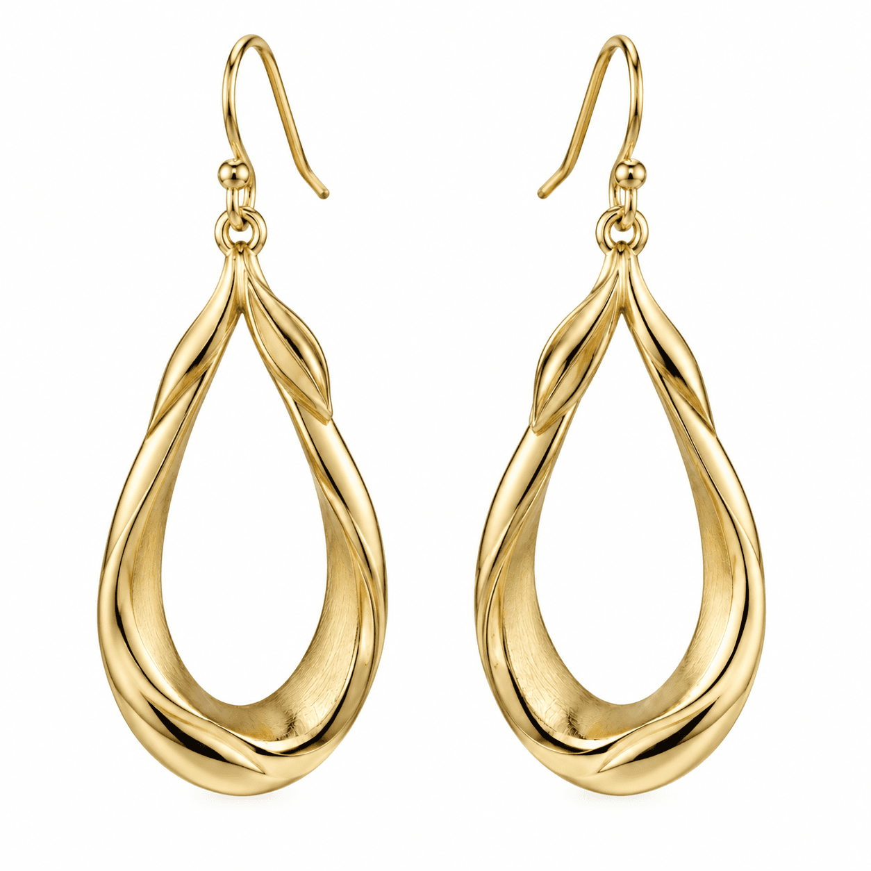 Golden Ginkgo Whisper 316L Stainless Steel Hoop Earrings - image 4