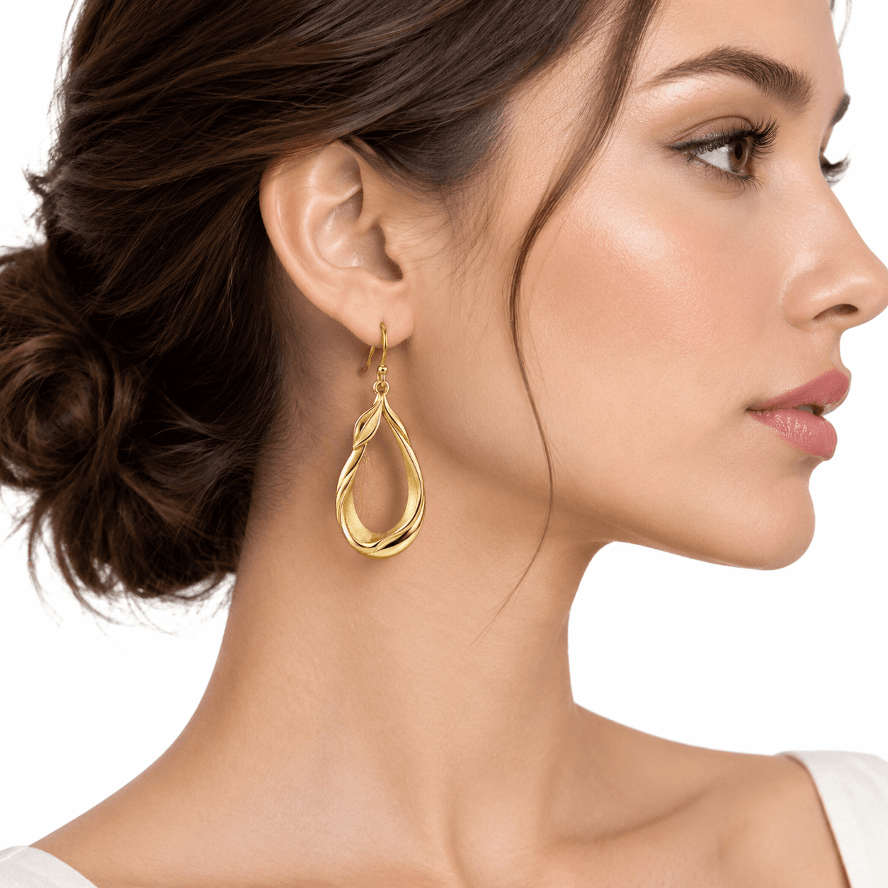 Golden Ginkgo Whisper 316L Stainless Steel Hoop Earrings - image 5
