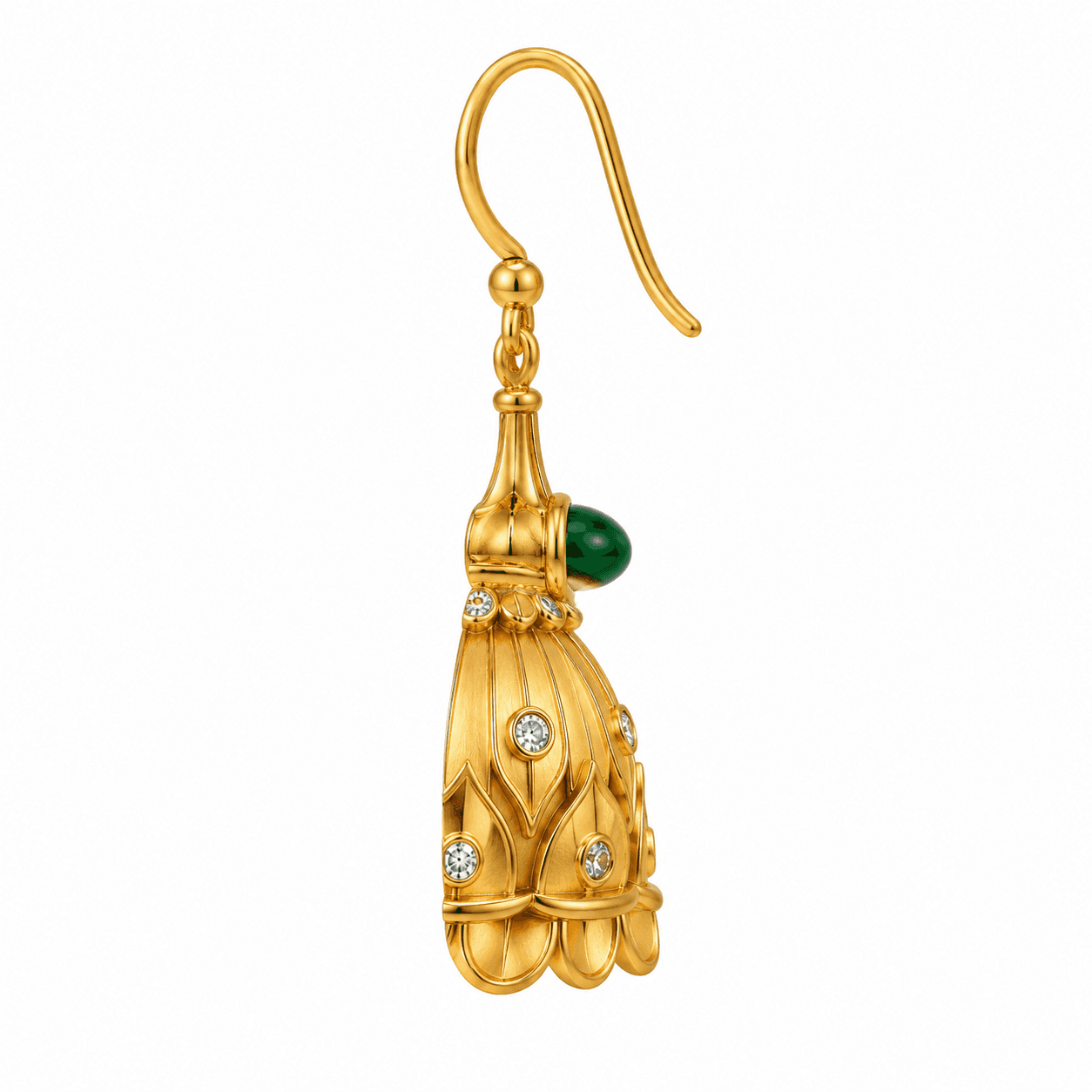 Smaragdgrüne Lotusblüten-Jhumka-Ohrringe - image 2