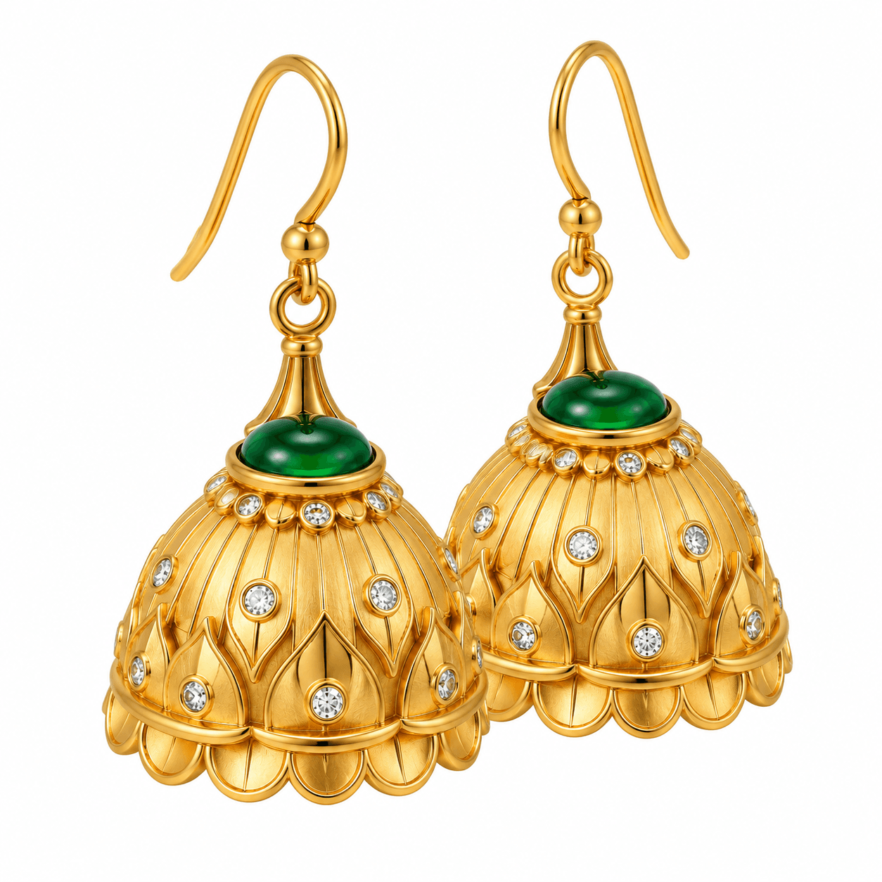 Smaragdgrüne Lotusblüten-Jhumka-Ohrringe - image 3