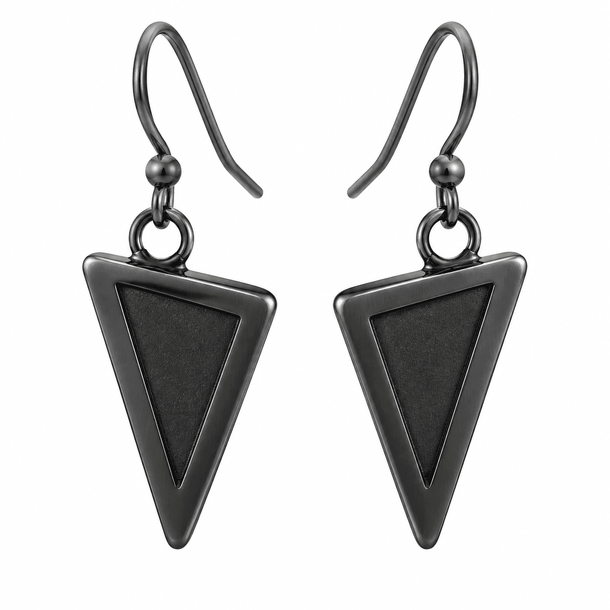 أقراط Obsidian Vector Triangle من الفولاذ المقاوم للصدأ 316L