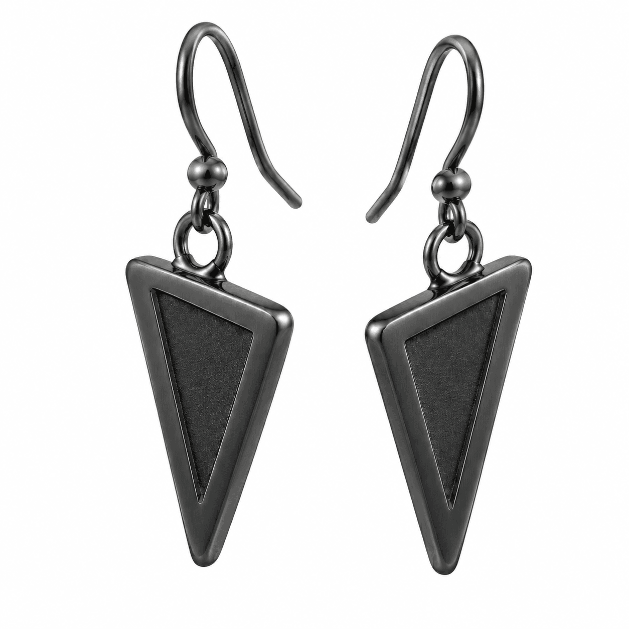 أقراط Obsidian Vector Triangle من الفولاذ المقاوم للصدأ 316L - image 3
