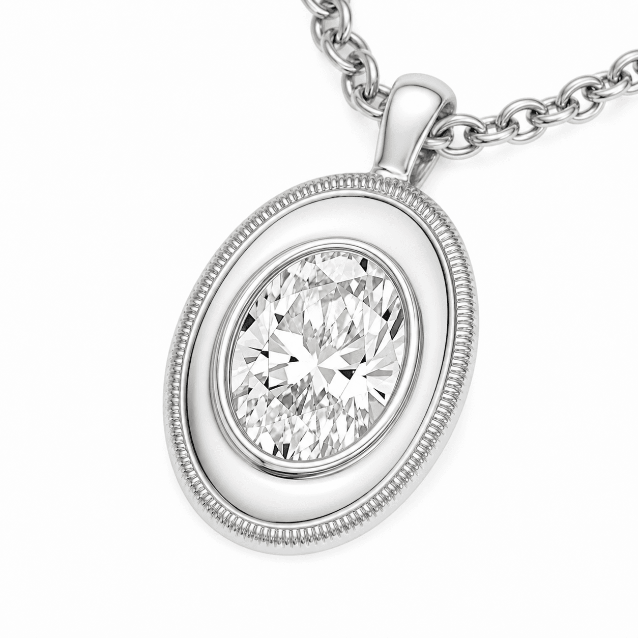 Nocturne Oval Bezel Necklace 1.5ct Lab Grown Diamond 316L Black IP 3