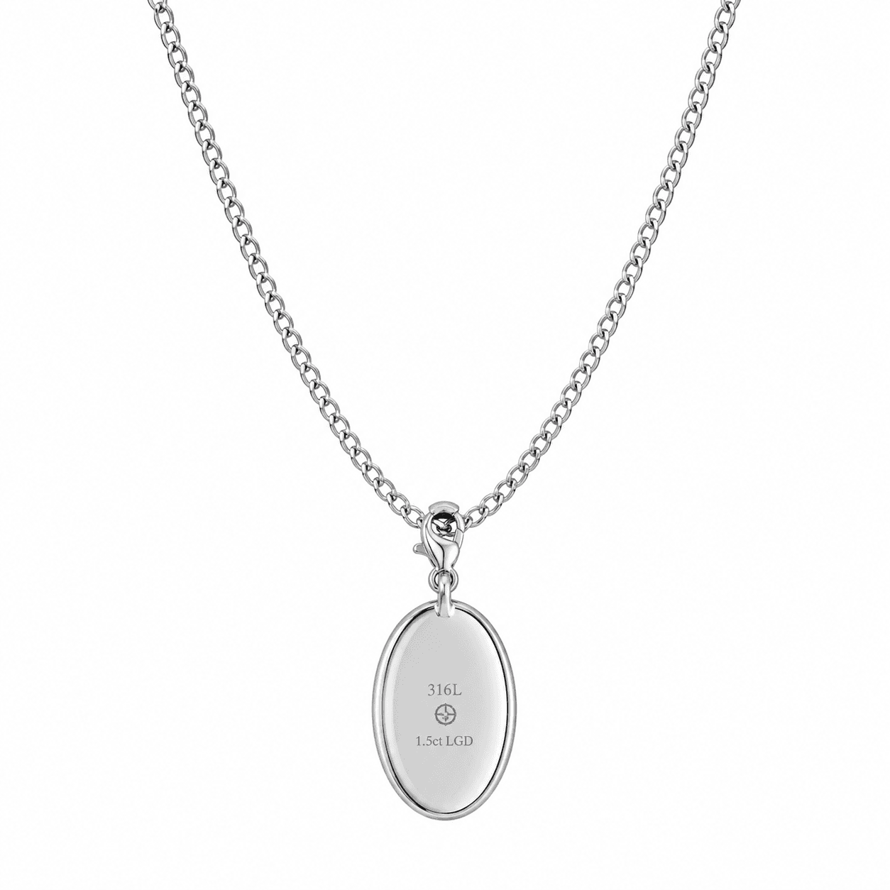Nocturne Oval Bezel Necklace 1.5ct Lab Grown Diamond 316L Black IP 4
