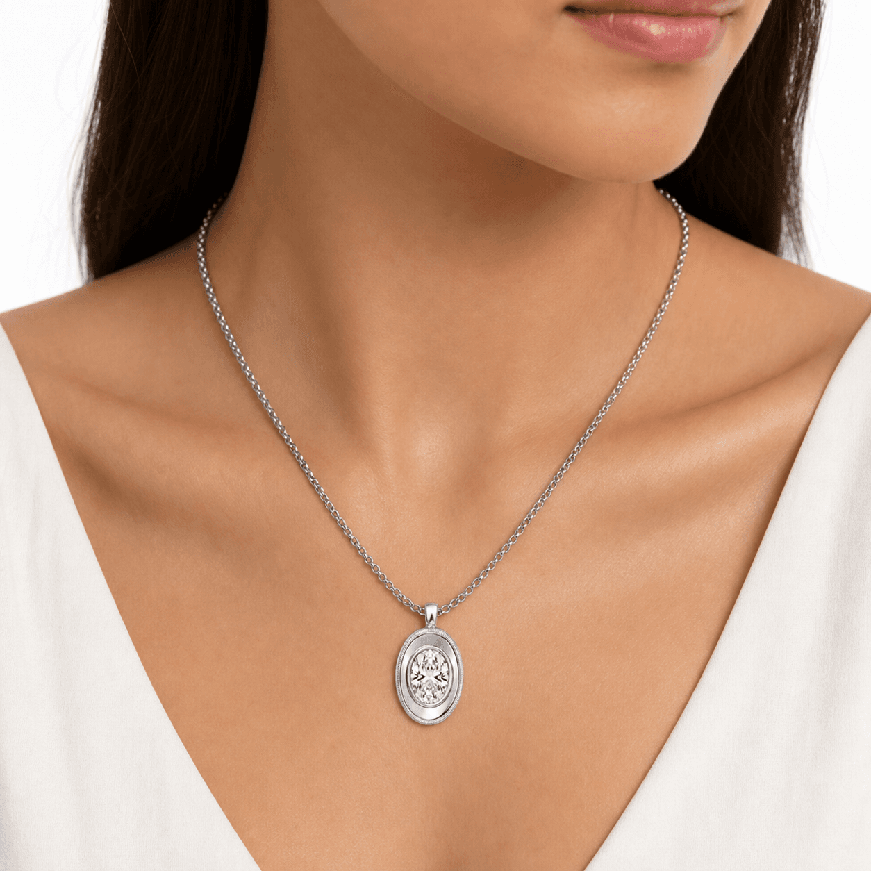 Nocturne Oval Bezel Necklace 1.5ct Lab Grown Diamond 316L Black IP 5