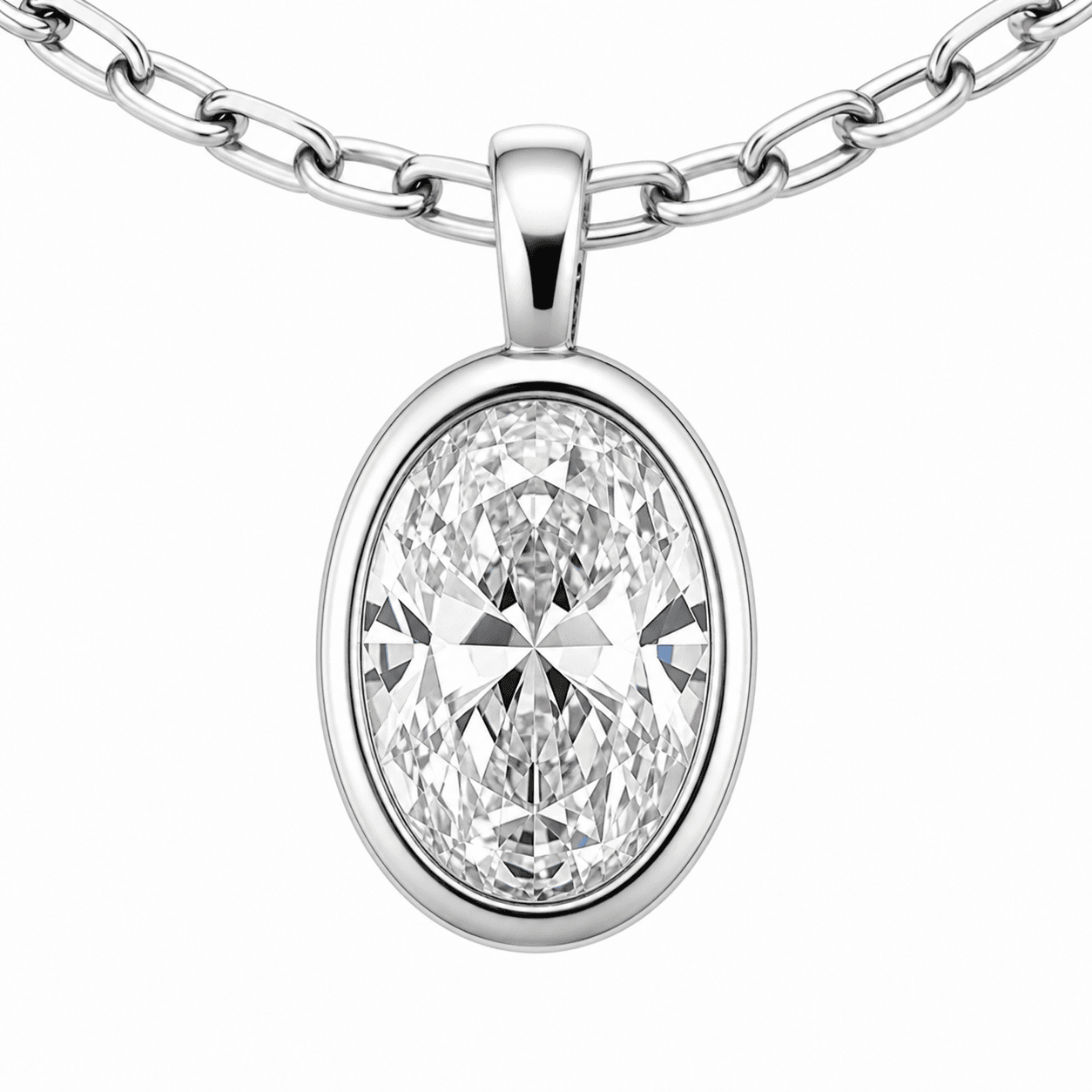 Lumière Arc Oval Necklace 1.34 ct Diamond Stainless Steel 3