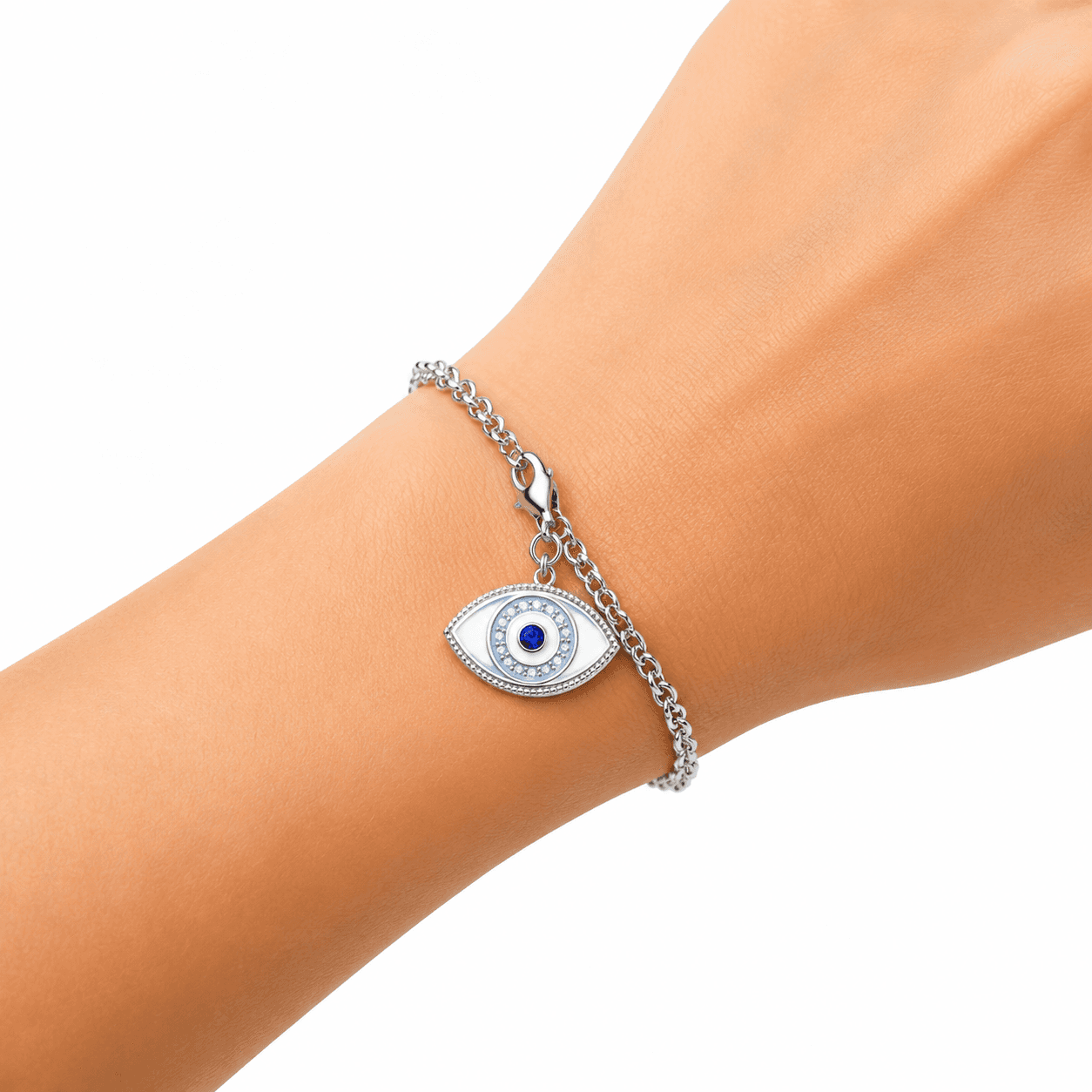 Lunar Guardian Saphir-Halo Evil Eye 316L Edelstahl-Anhänger 5