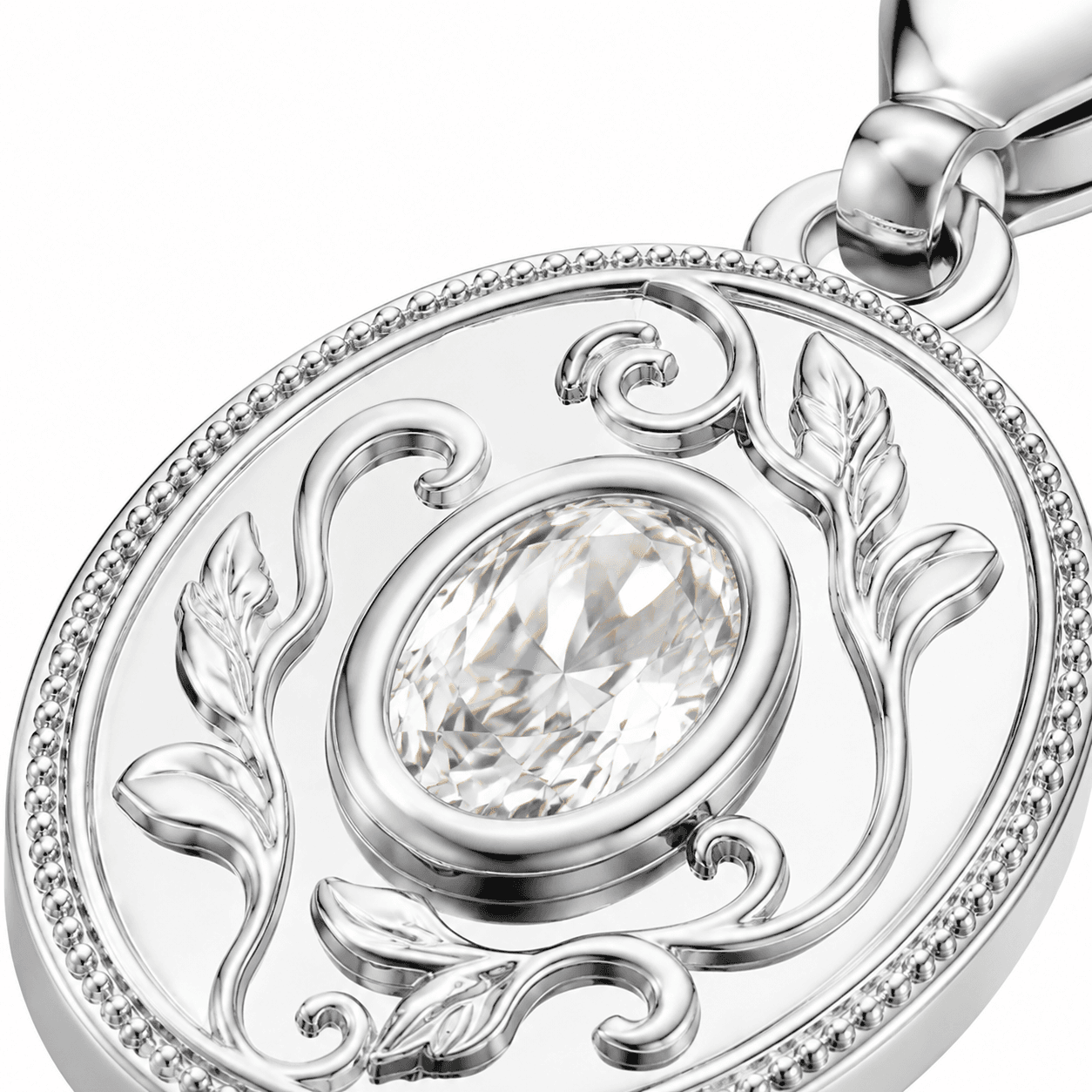 AstraOval Halo Charm 316L Two Tone Oval Bezel Pendant 3