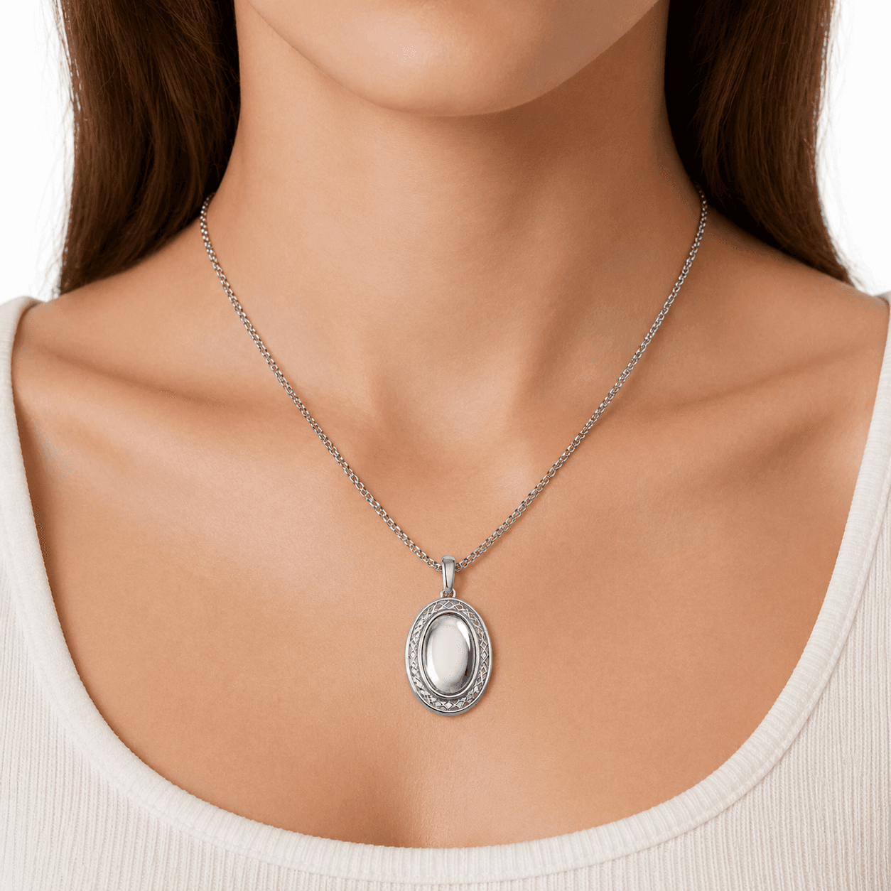 Obsidian Ember Oval Bezel Necklace 5