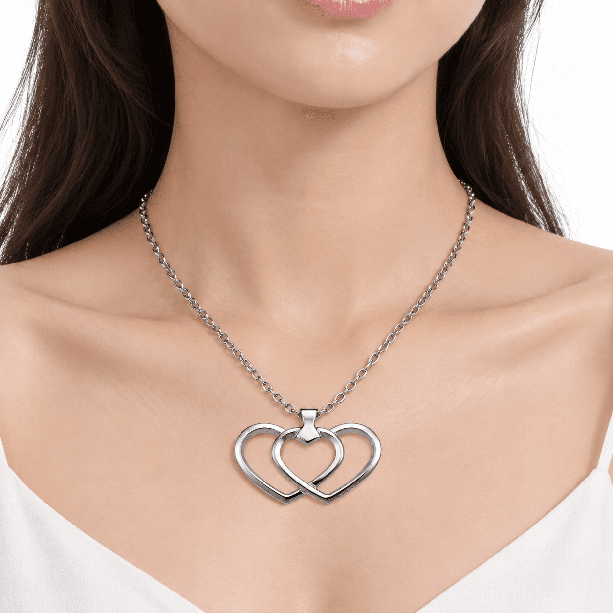 Freeform Echo Herz-Halskette 316L Edelstahl 5