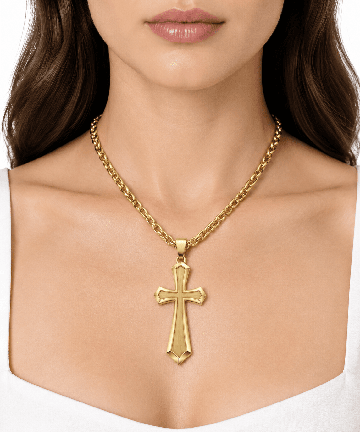 Titan Edge Sculpted Cross Pendant Necklace - image 5