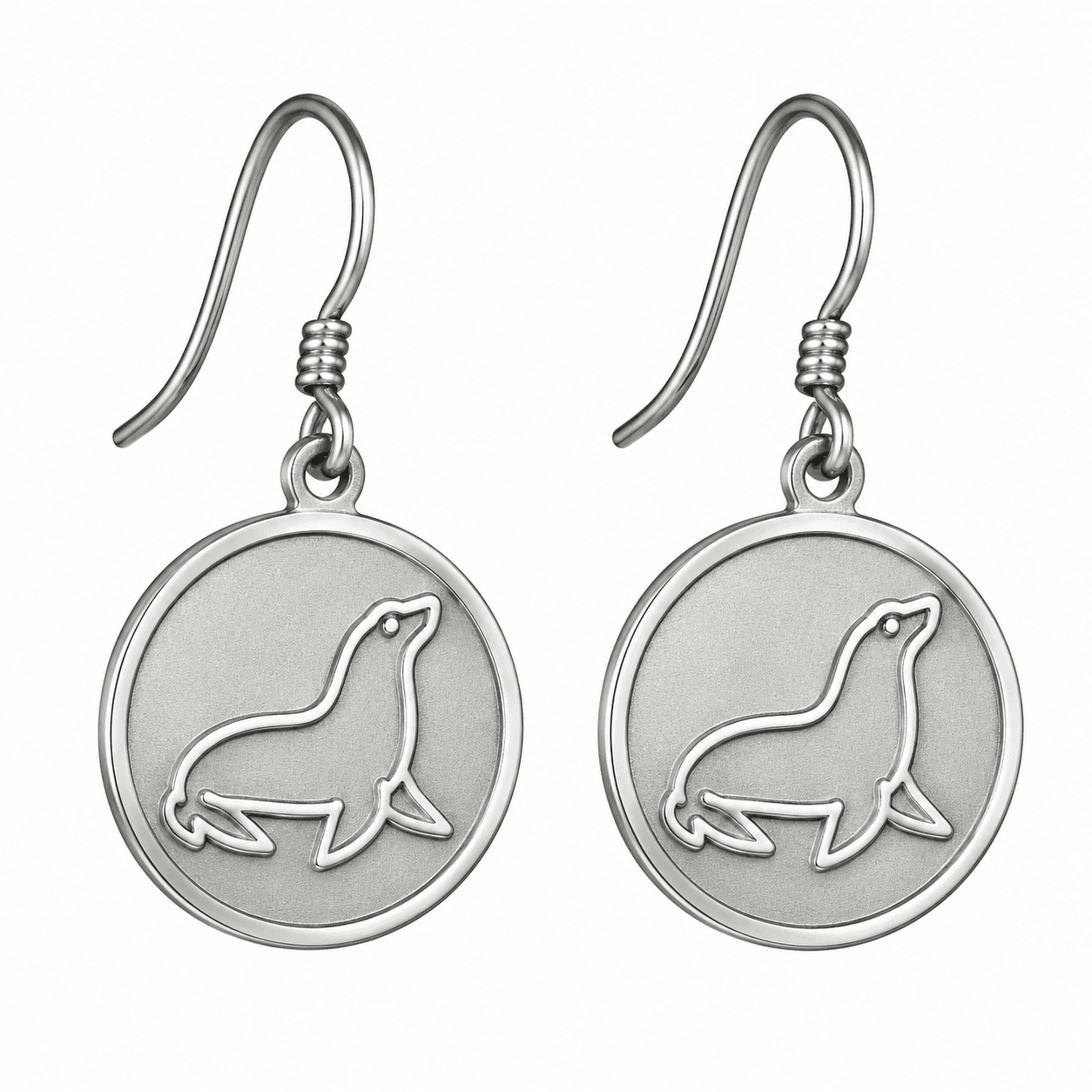 SeaLion Circle Silhouette Earrings