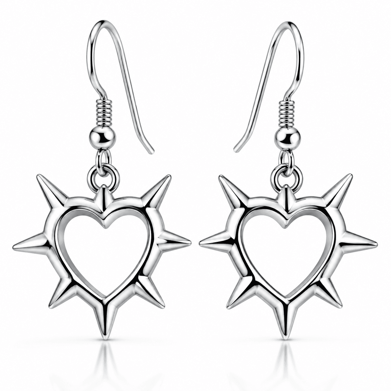 Starflare Spike Earrings - 316L Stainless Steel, Gunmetal