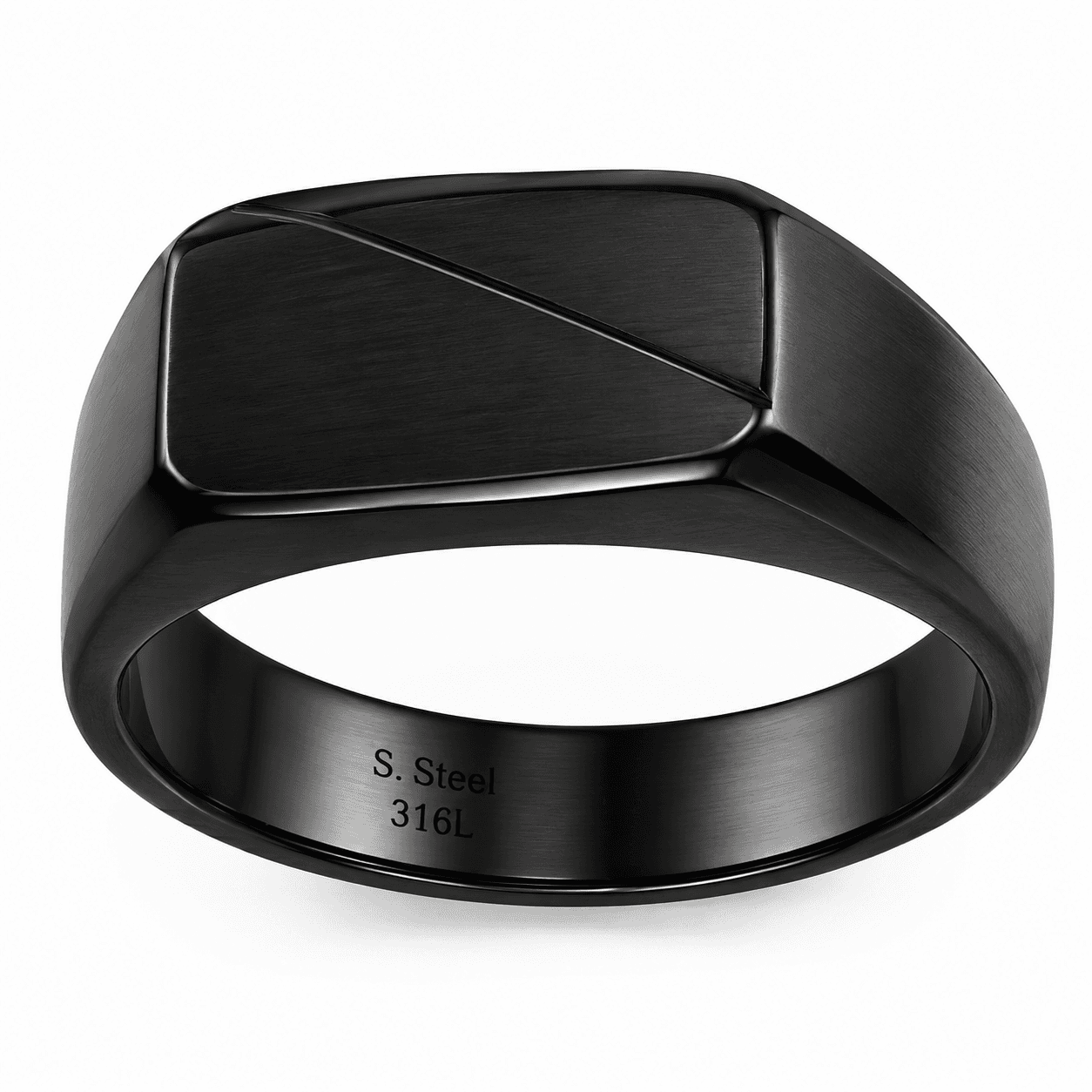 Anillo de Acero Inoxidable 316L Forjado con Torsión Obsidiana - image 4