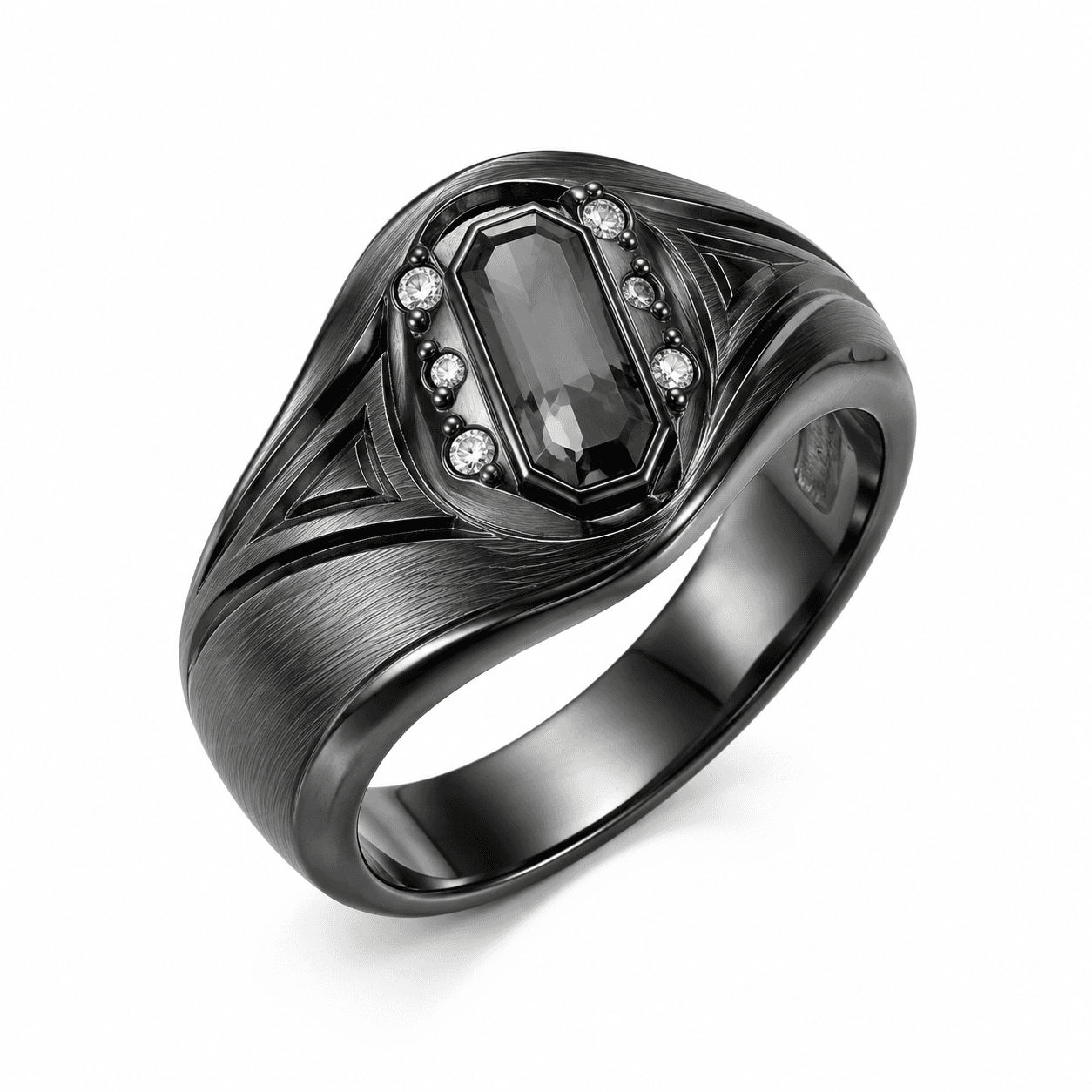 Obsidian Flux Twist Anillo de acero inoxidable 316L 1