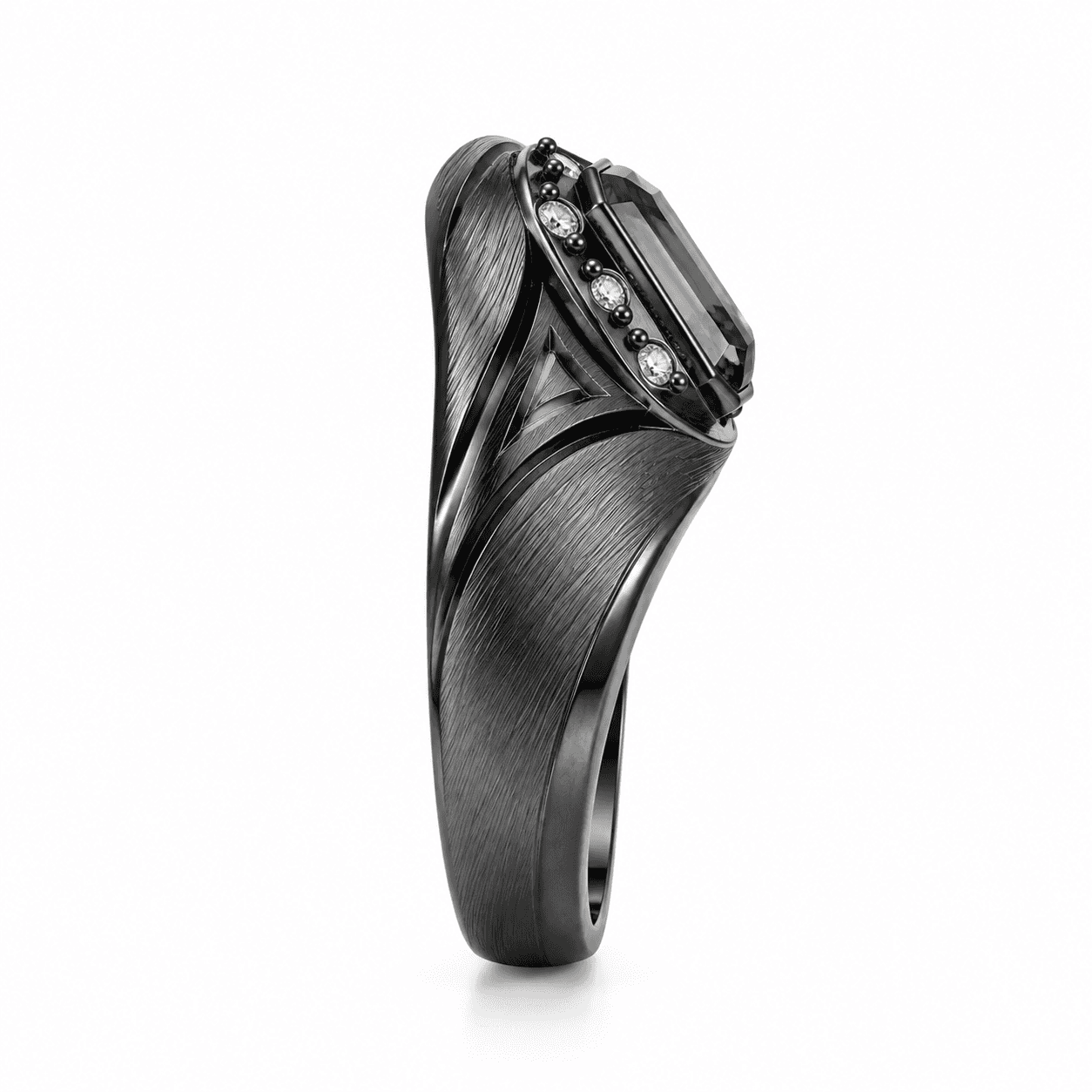 Obsidian Flux Twist Anillo de acero inoxidable 316L 3