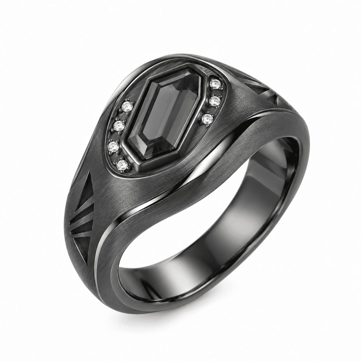 Obsidian Flux Twist Anillo de acero inoxidable 316L 4