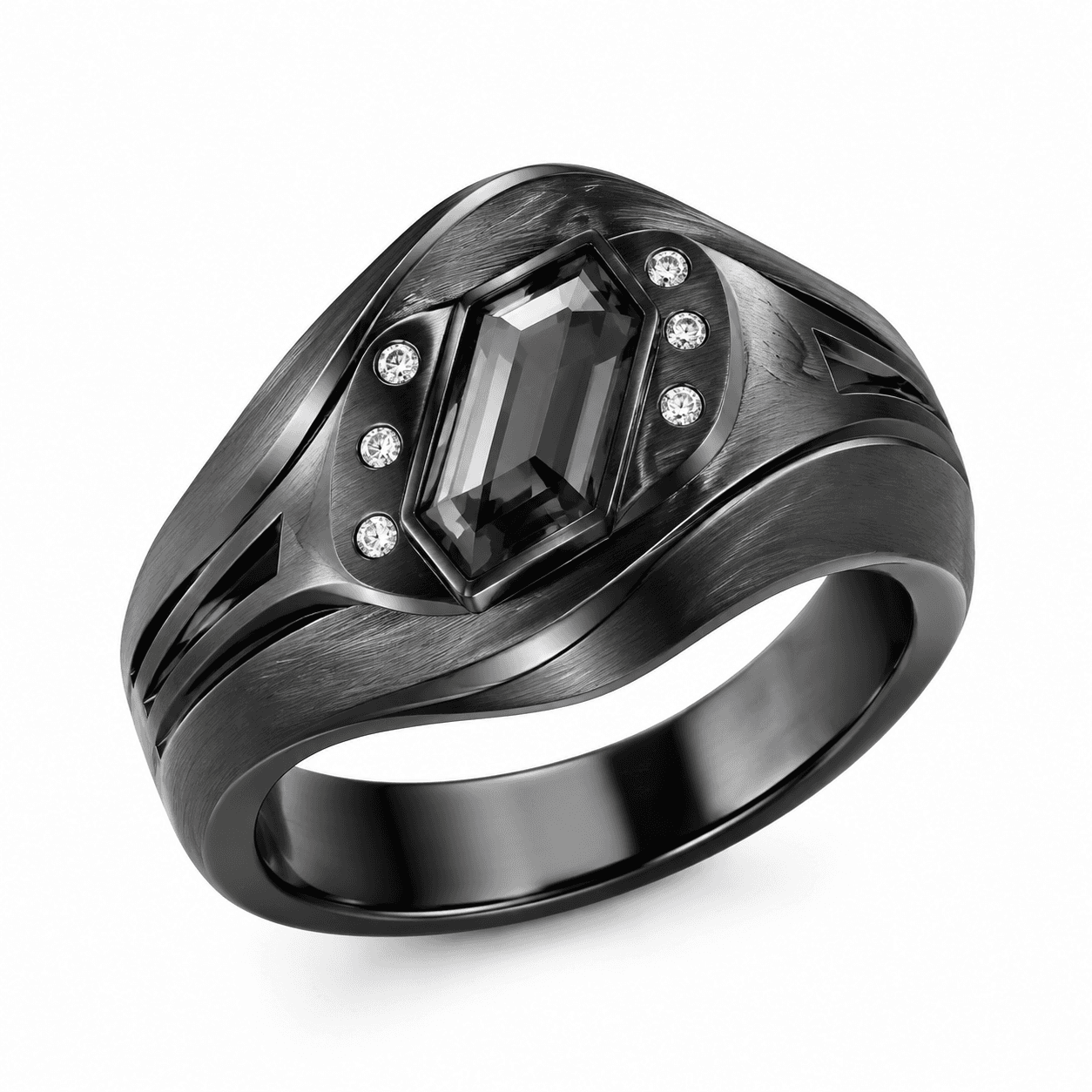 Obsidian Flux Twist Anillo de acero inoxidable 316L 6