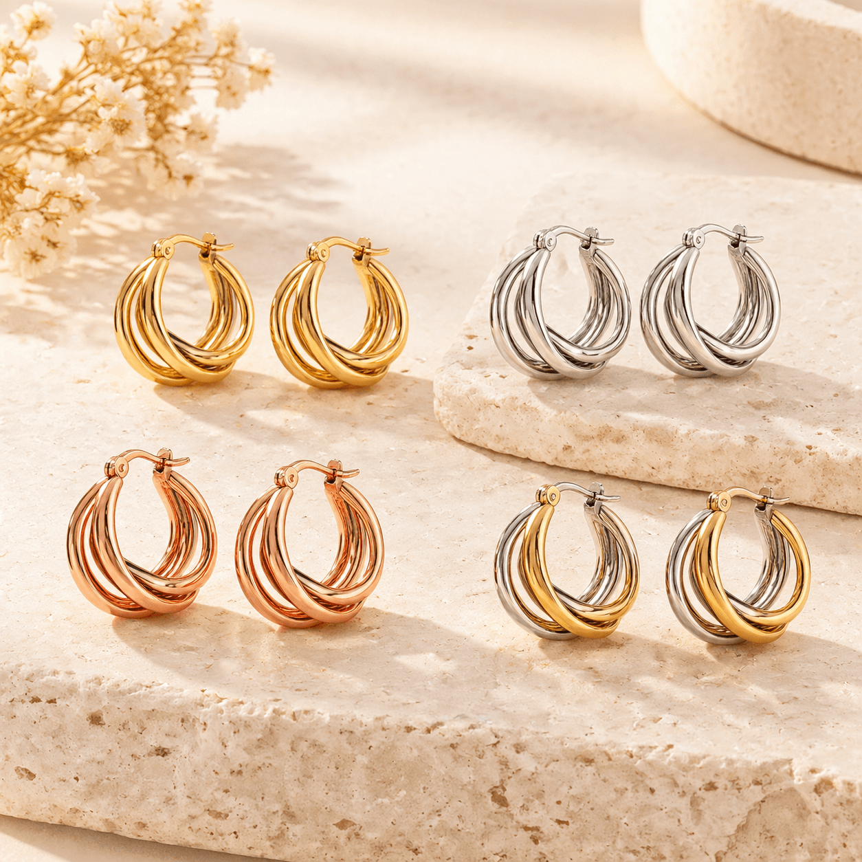 Rowan Intertwined Hoop Hypoallergenic Earrings Collection for OEM/ODM Jewelry Sourcing