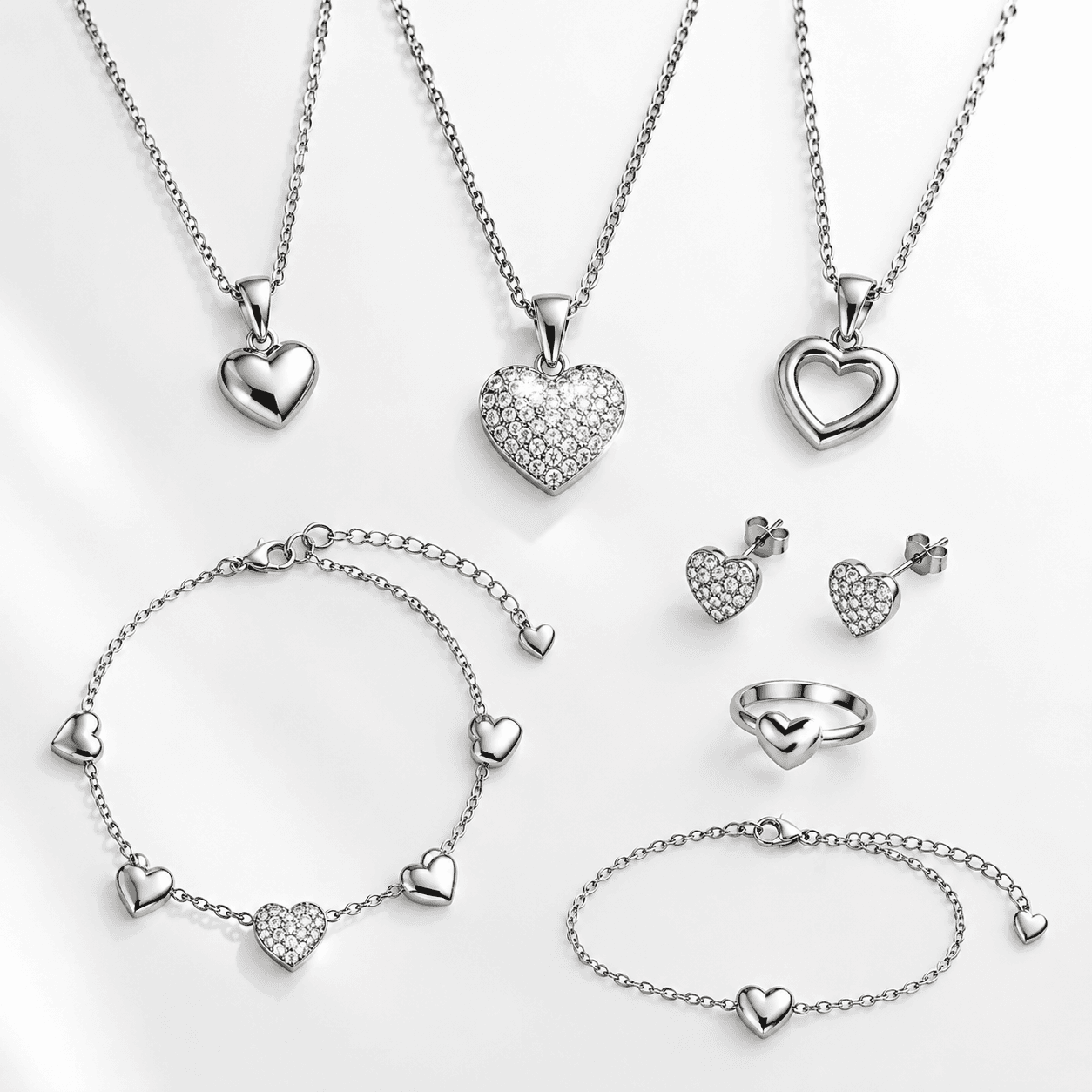 Stainless Steel Heart Charm Necklace Collection Hub Gifts