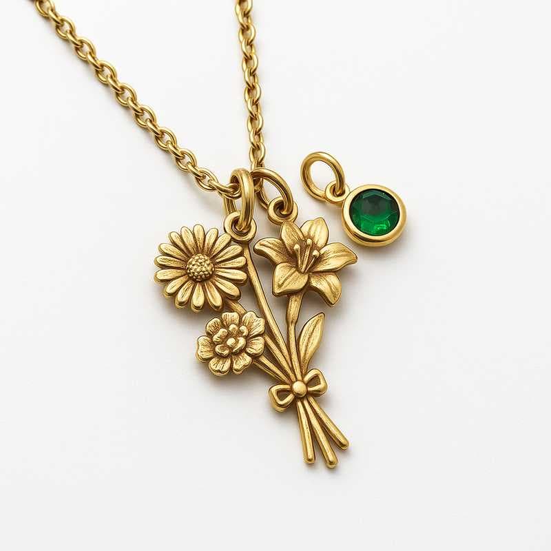 Precision Crafting: Sustainable & Durable Custom Birthstone Gold Charm Necklaces